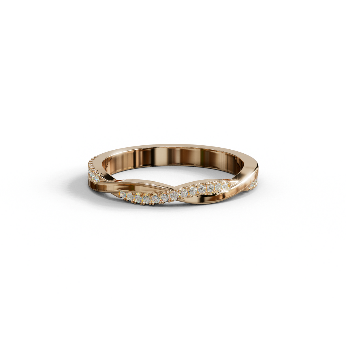 Elegant Twisted Band with Lab‑Grown Diamonds – Women’s Wedding Ring