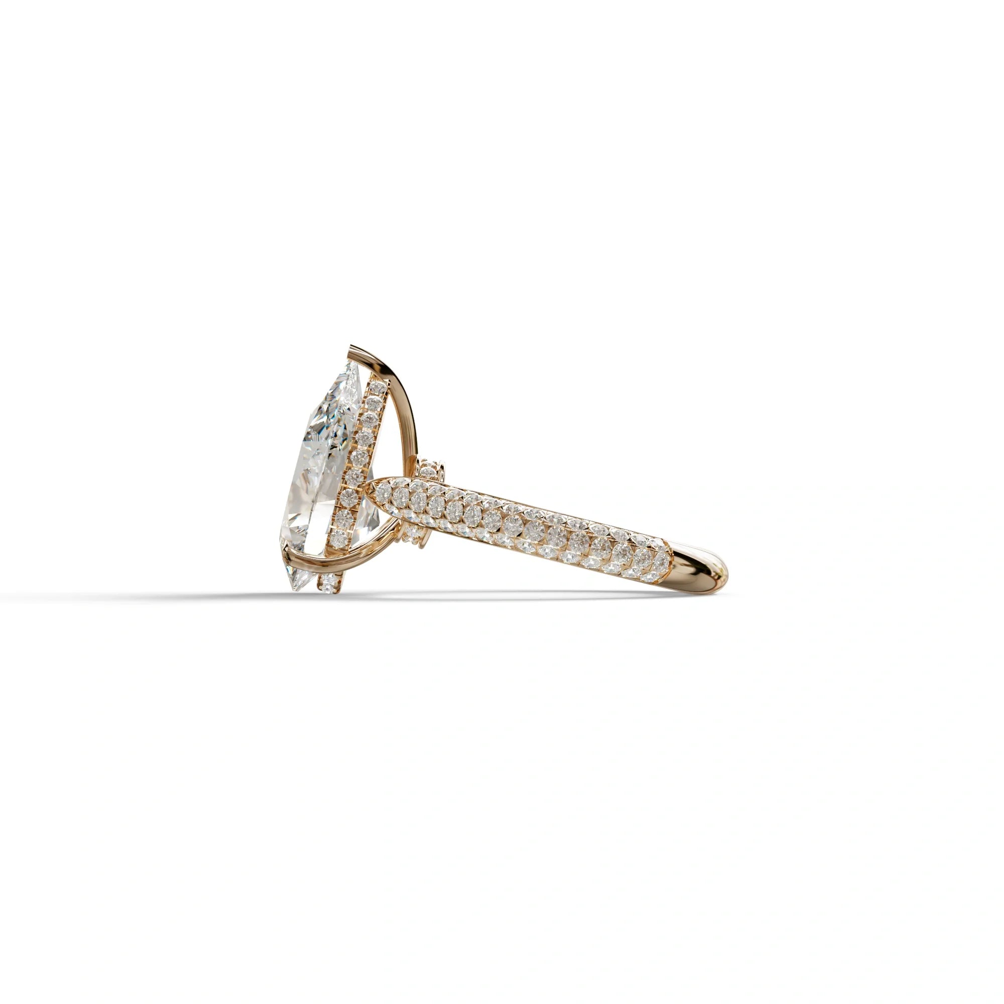 3 Carat Pear Shaped Hidden Halo Lab Diamond Engagement Ring - Alina