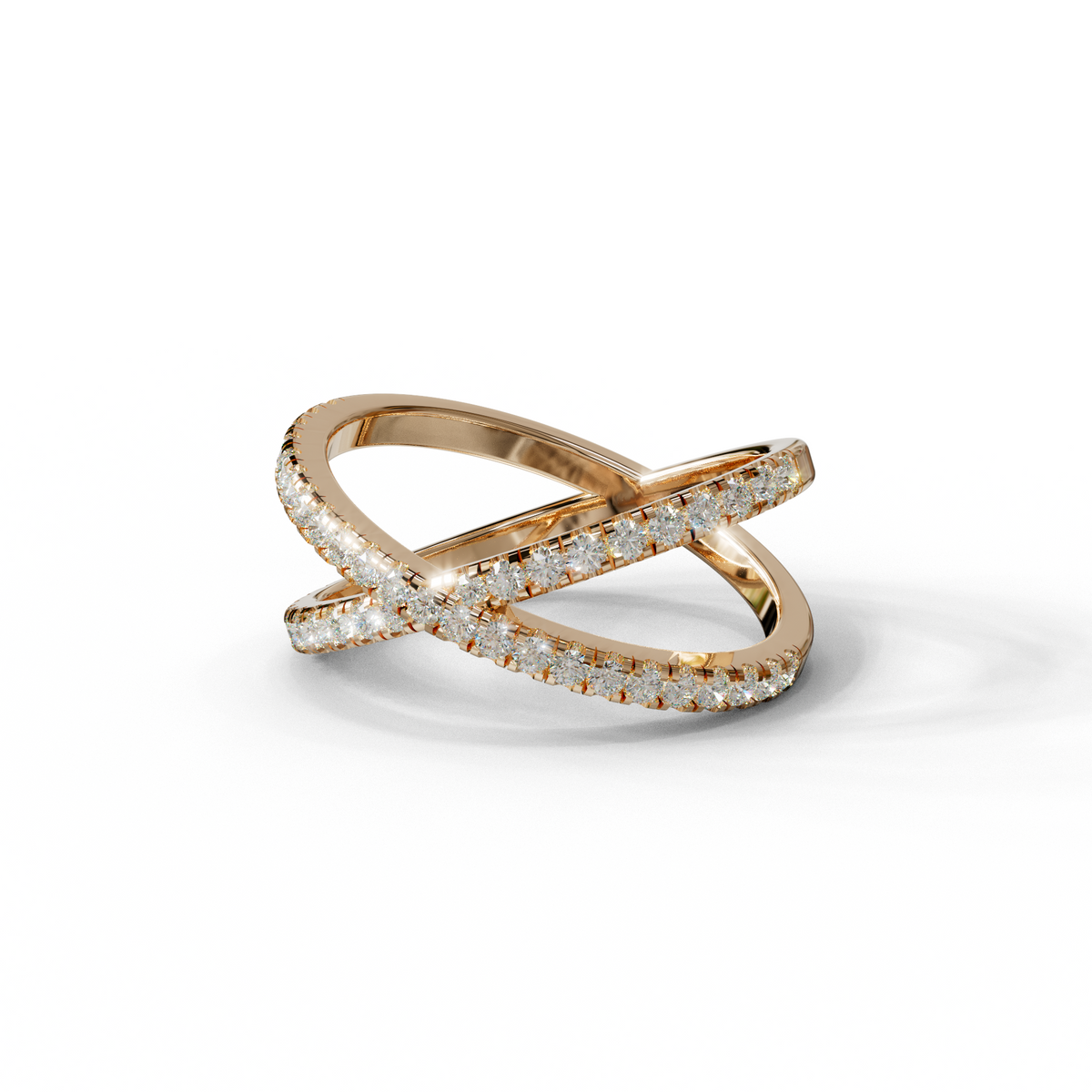E-VVS Round Lab Grown Diamond Criss-Cross Wedding Band