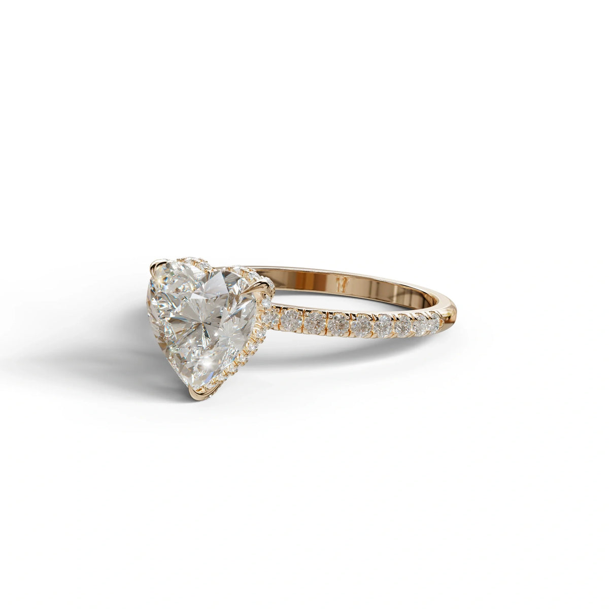 E/VVS 3 Carat Heart Cut Hidden Halo & Pavé Setting Engagement Ring