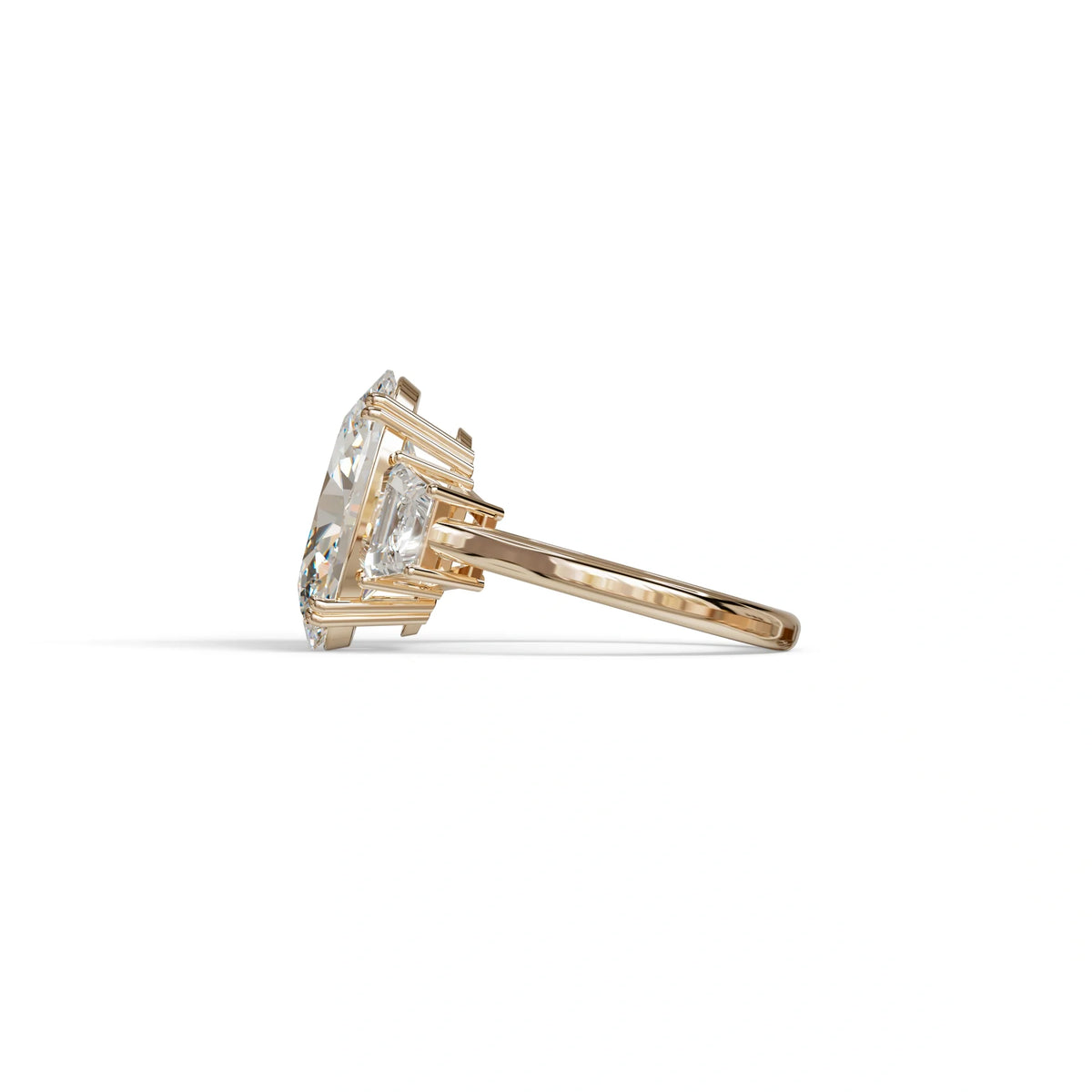 5 Carat Lab Grown Diamond Engagement Ring · Oval Cut Three Stone | Solstice - view 5