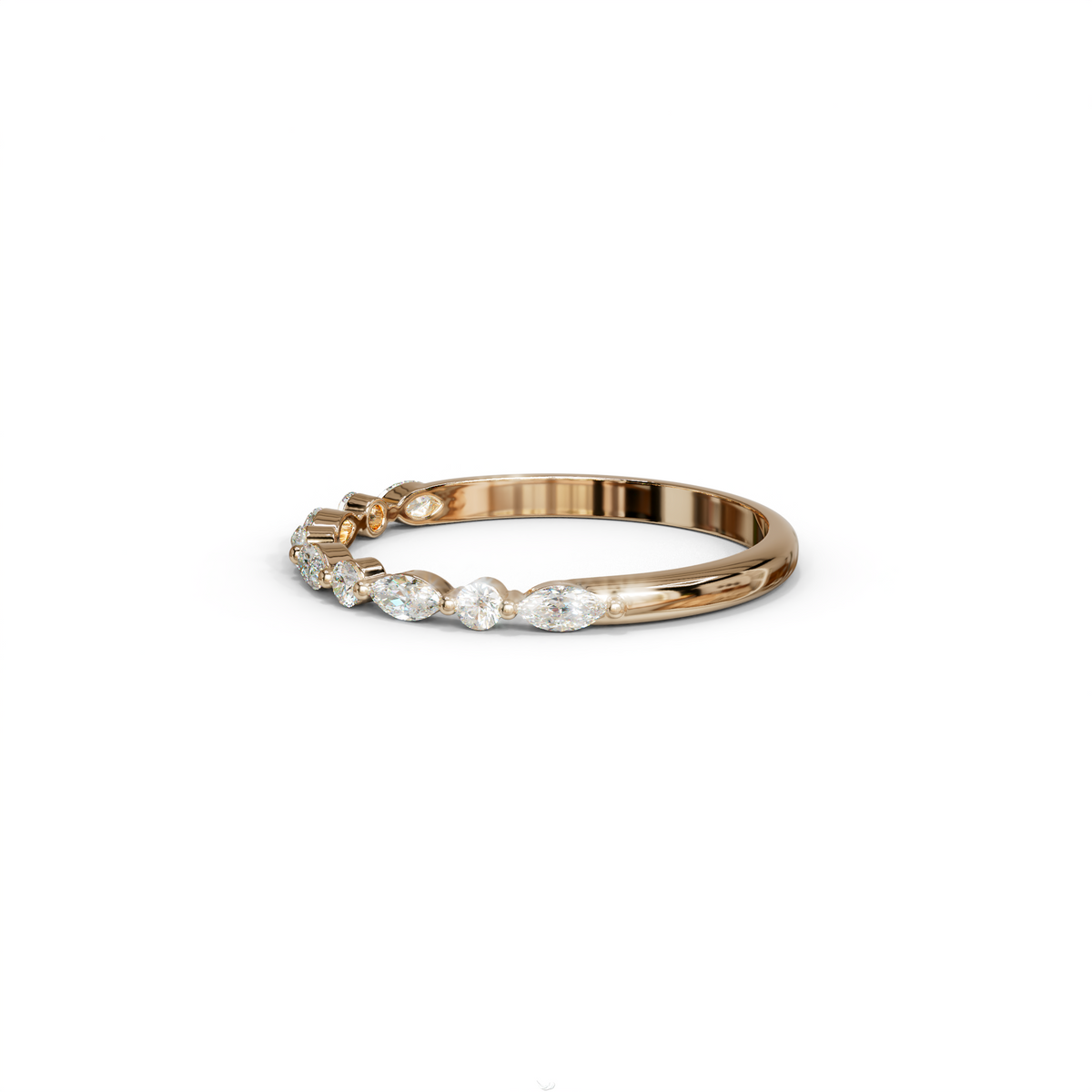 E/VVS Round & Marquise Lab Grown Diamond Wedding Band - 10 Stone Ring