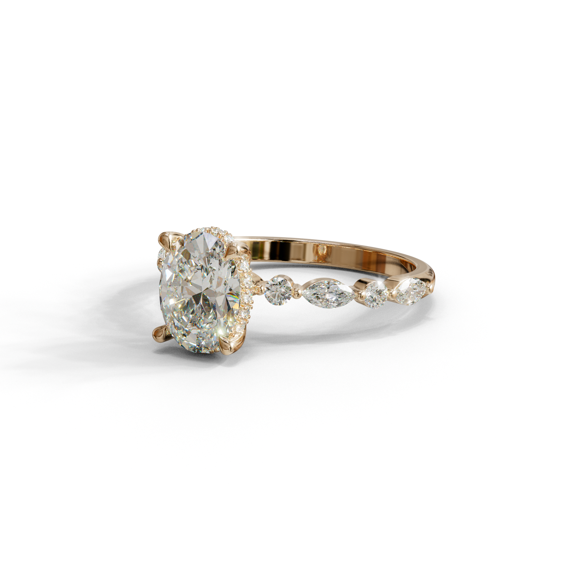 2 Carat E-VVS Oval Cut Hidden Halo & Pave Lab Diamond Ring - Laina