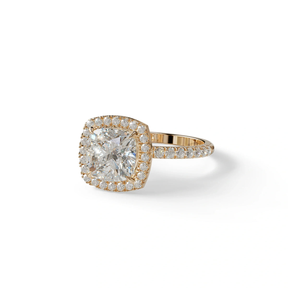 E-VVS Cushion Cut Halo & Pave Lab Grown Diamond Engagement Ring - Rosa
