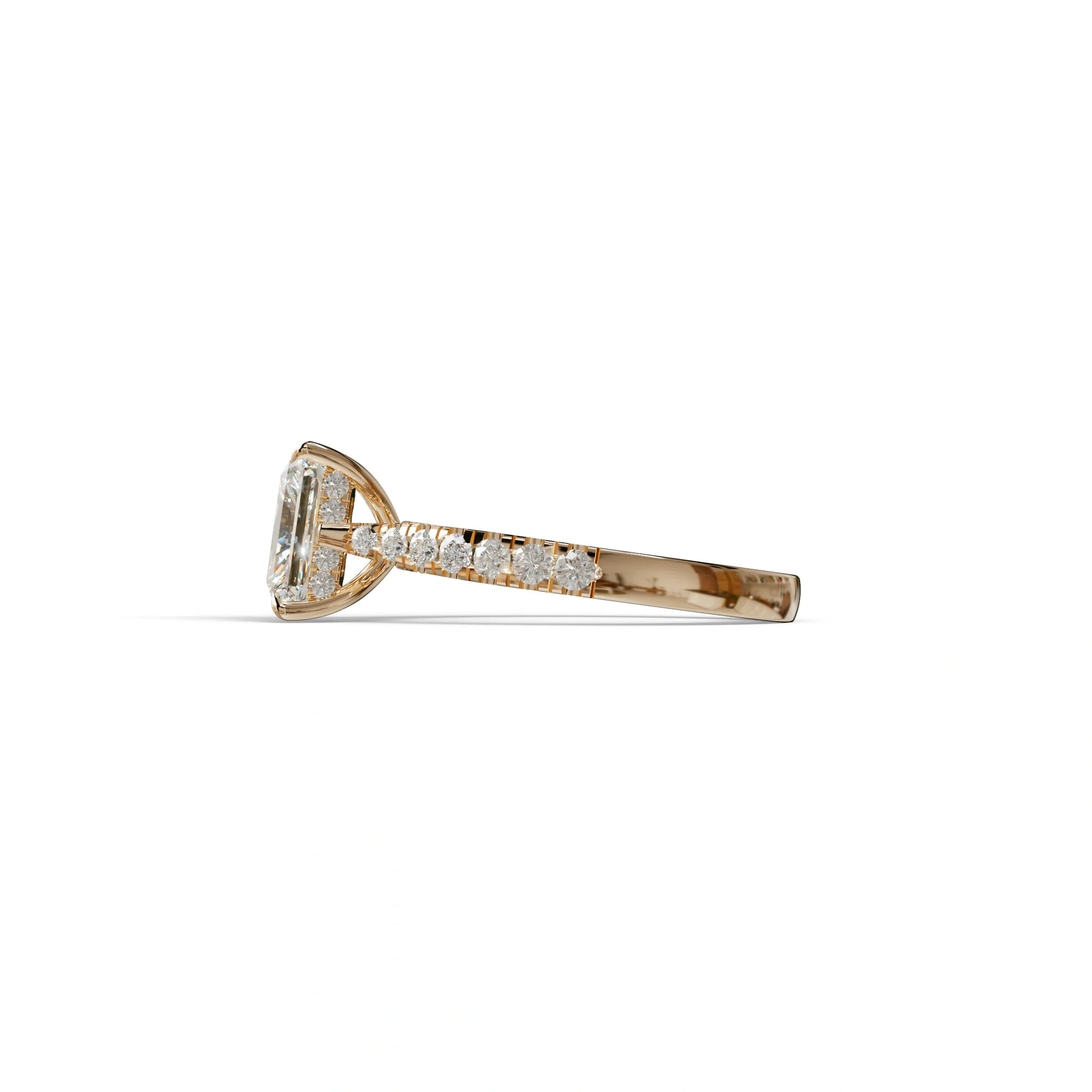 E VVS 2 Carat Radiant Cut Halo & Pave Lab Grown Diamond Ring- Asphalt