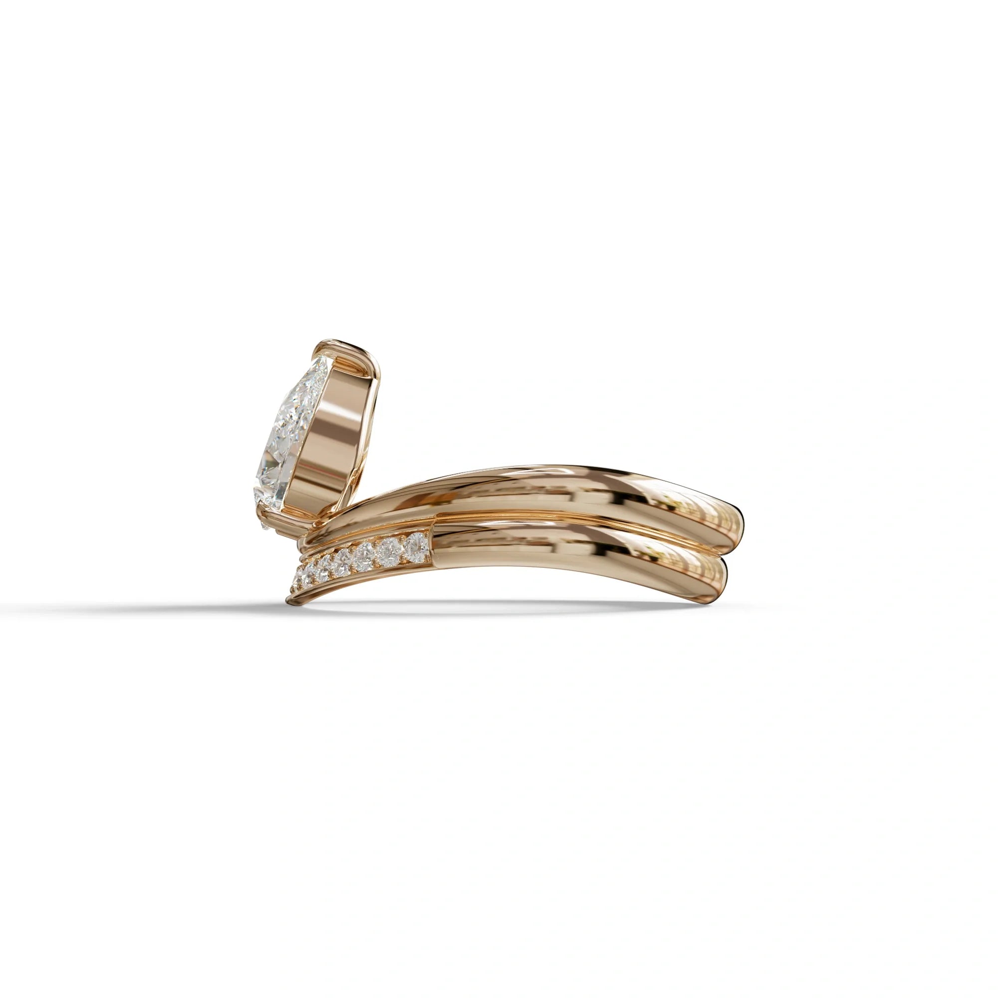 2 Carat Pear cut Curve Design Lab Diamond Wedding Ring set - Gemini