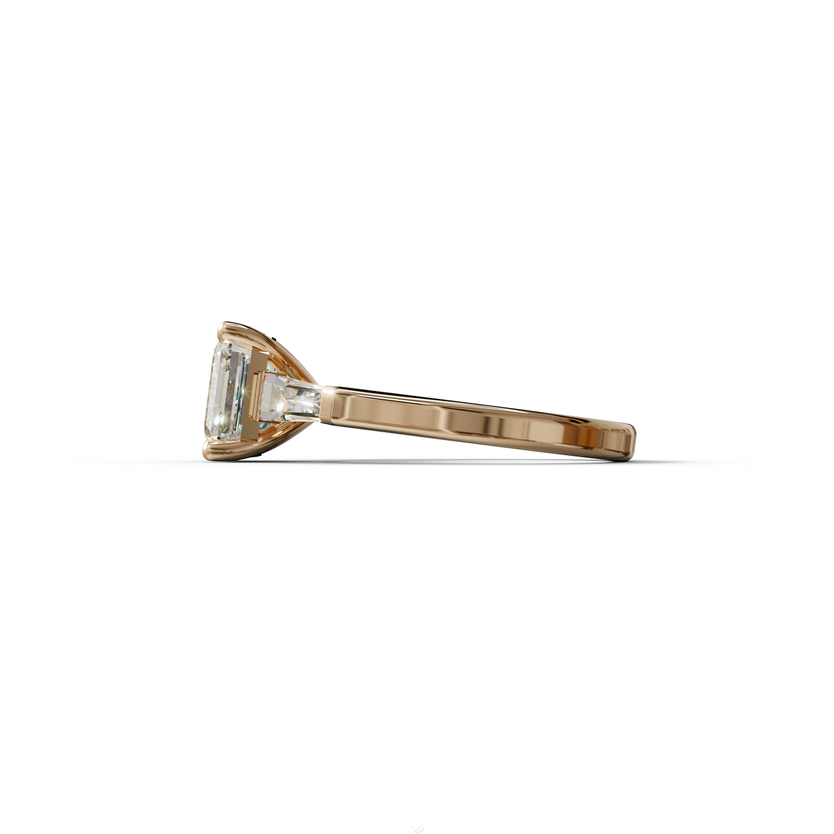3 Carat E VVS Asscher & Baguette Cut Multi Stone Lab Diamond Ring - Brillante