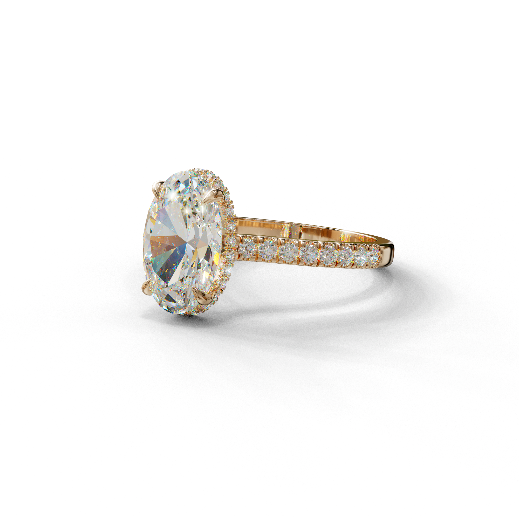 2.5 Carat E VVS Oval Hidden Halo & Pave Setting Lab Diamond Ring - Eblouissant