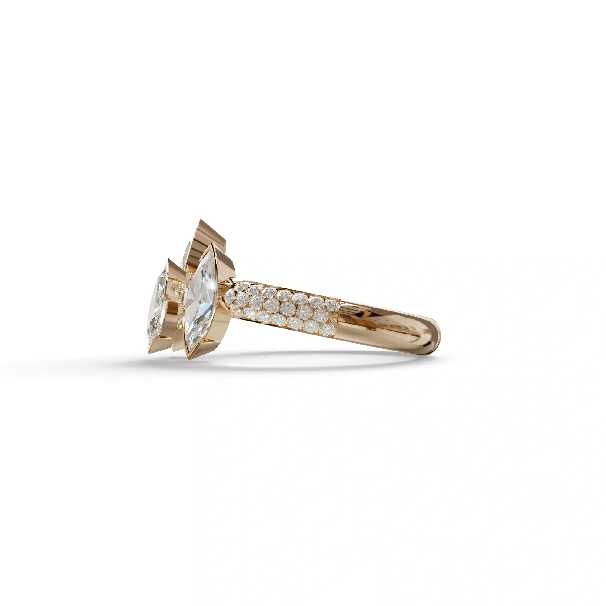 3 Stone 5 Carat E-VVS Marquise Cut Lab Diamond Ring - Dutch