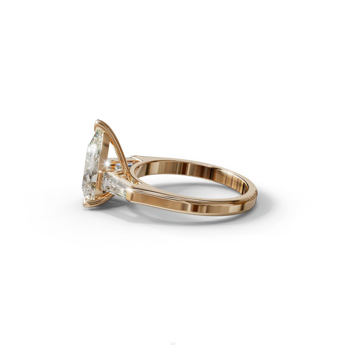 3.40ct E/VVS Pear & Tapered Baguette Three Stone Lab Diamond3.R4i0ncgt -E /BVeVlSl aPear & Tapered Baguette Three Stone