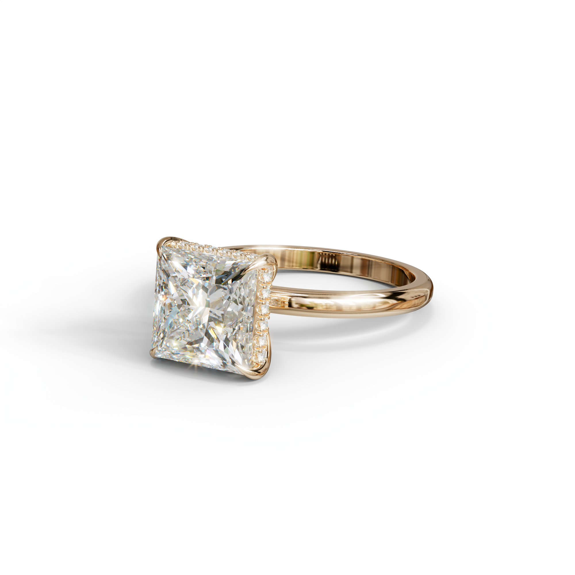 3 Carat E VVS Princess Cut Hidden Halo Lab Grown Diamond Engagement Ring