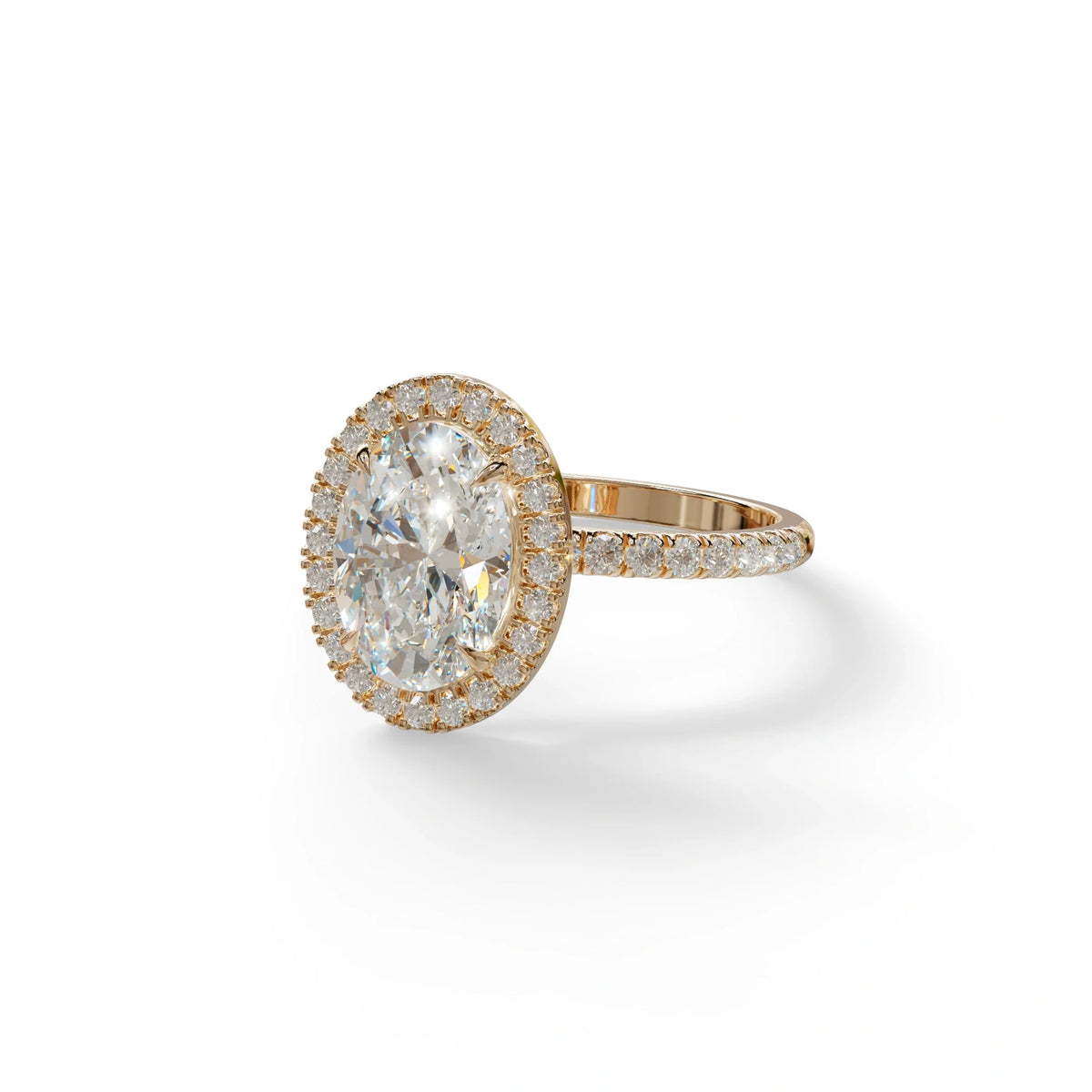 E-VVS Oval Cut Halo & Pave Lab Grown Diamond Engagement Ring - AnnaBella