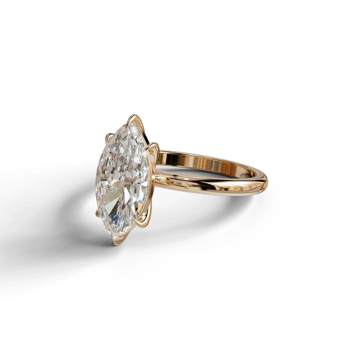 E VVS Marquise Cut Solitaire Lab Grown Diamond Engagement Ring - Celestina