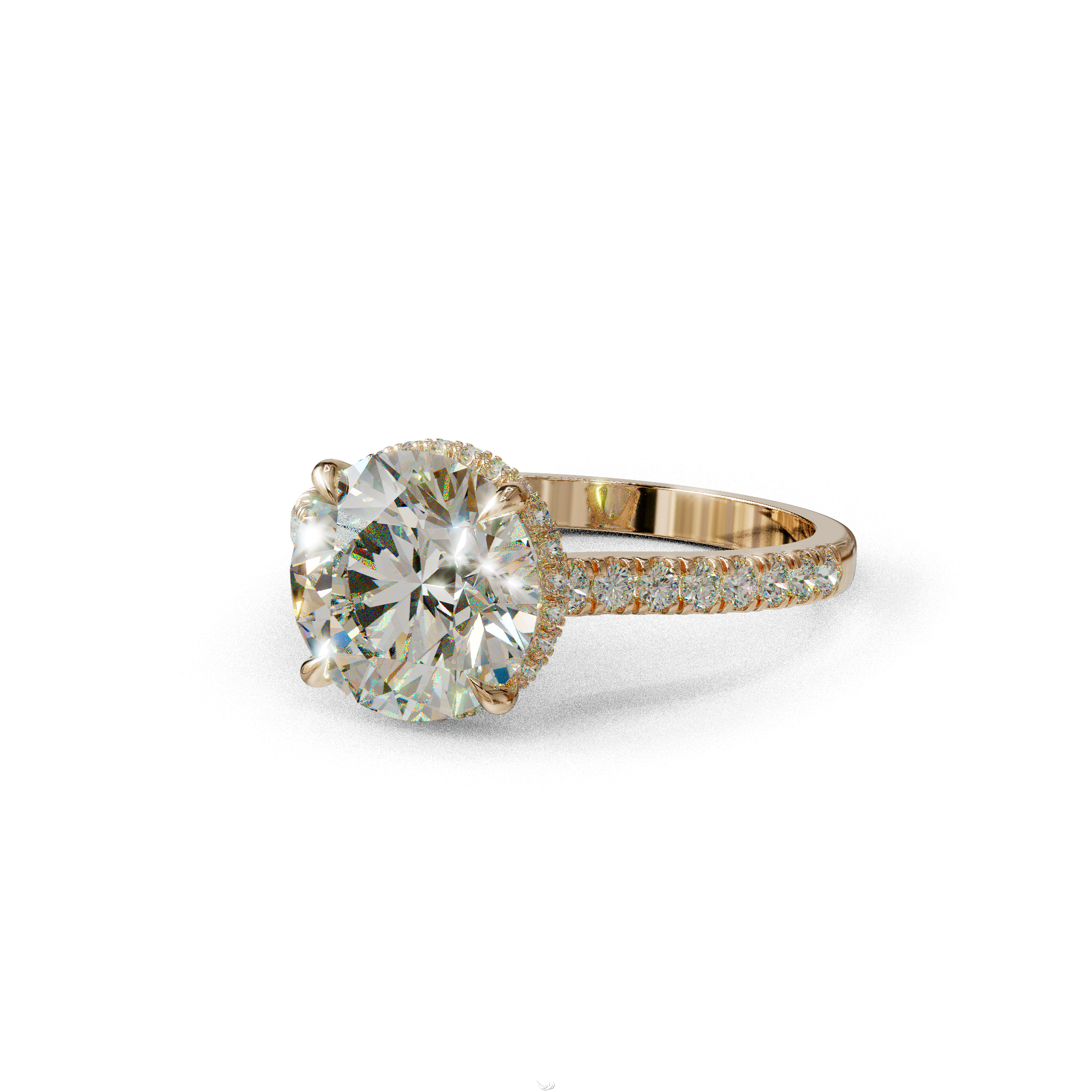 3 Carat E/VVS Round Cut Hidden Halo & Pave Setting Lab Diamond Ring - Eblouissant
