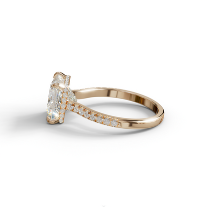 3 Carat E-VVS Square‑Cut Center Stone Engagement Ring – Hidden Halo & Pavé Design