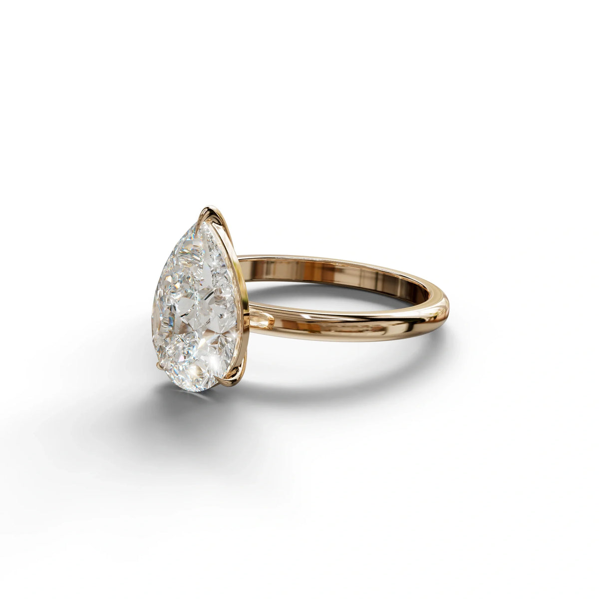 E VVS Pear Cut Solitaire Lab Grown Diamond Engagement Ring - Maniola