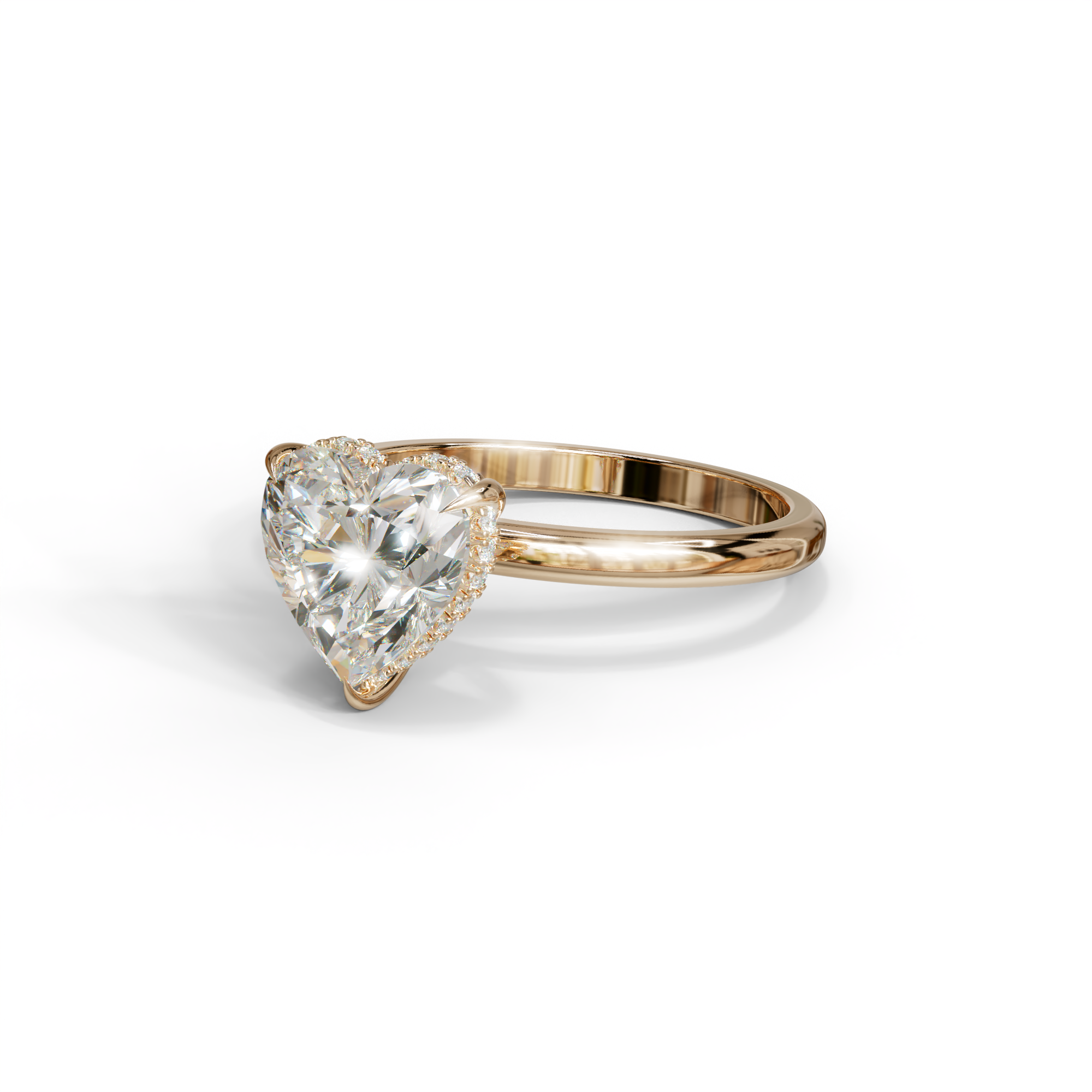 3 Carat E VVS Heart Cut Hidden Halo Set Lab Grown Diamond Engagement Ring