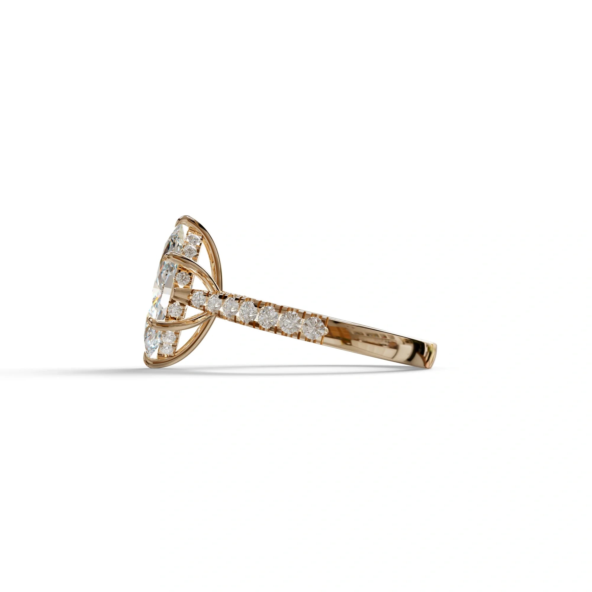 1.5 Carat E-VVS Marquise Cut Lab Diamond Hidden Halo & Pave Ring - Ash