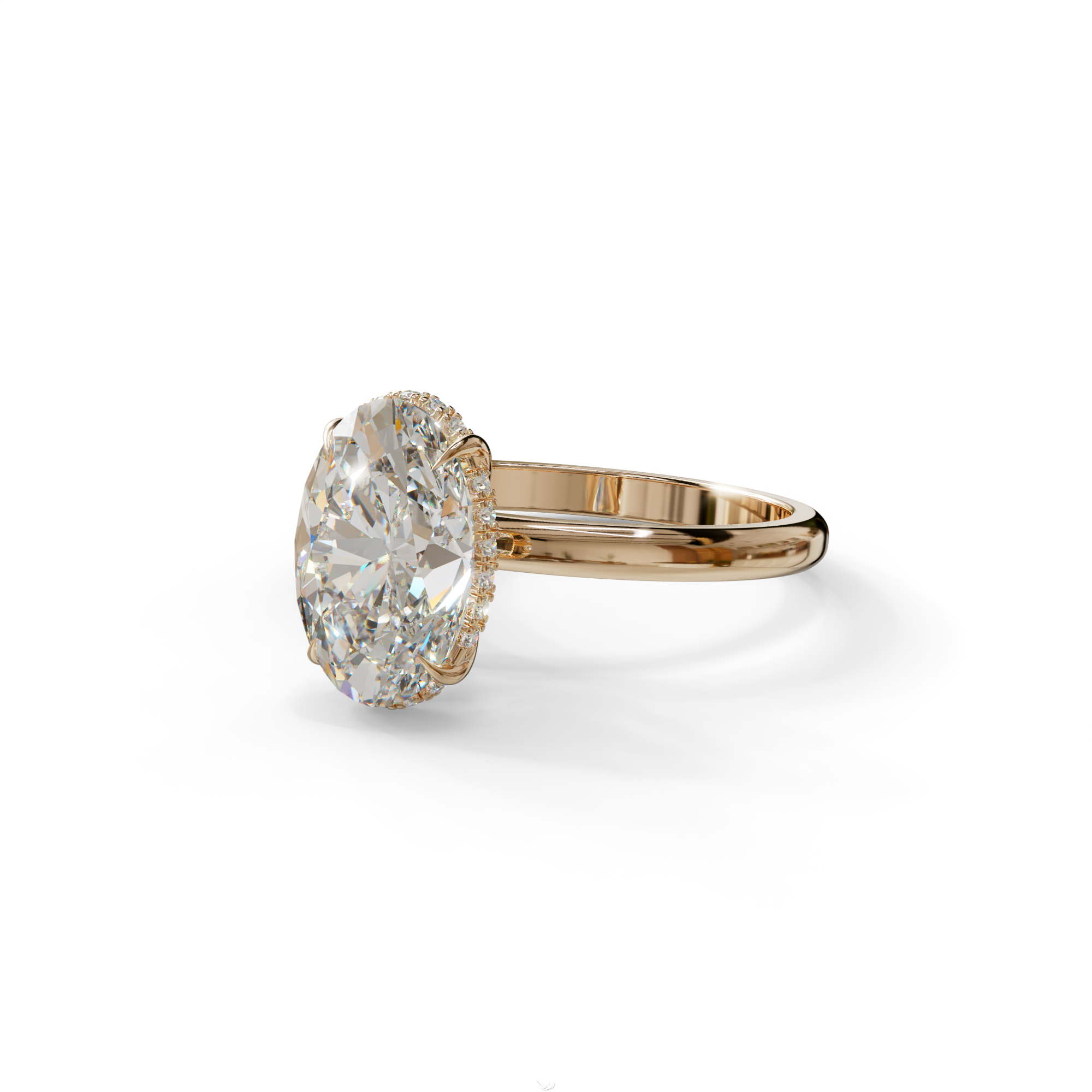 E VVS 2.5 Carat Oval Cut Hidden Halo Lab Diamond Ring - Mi Amor