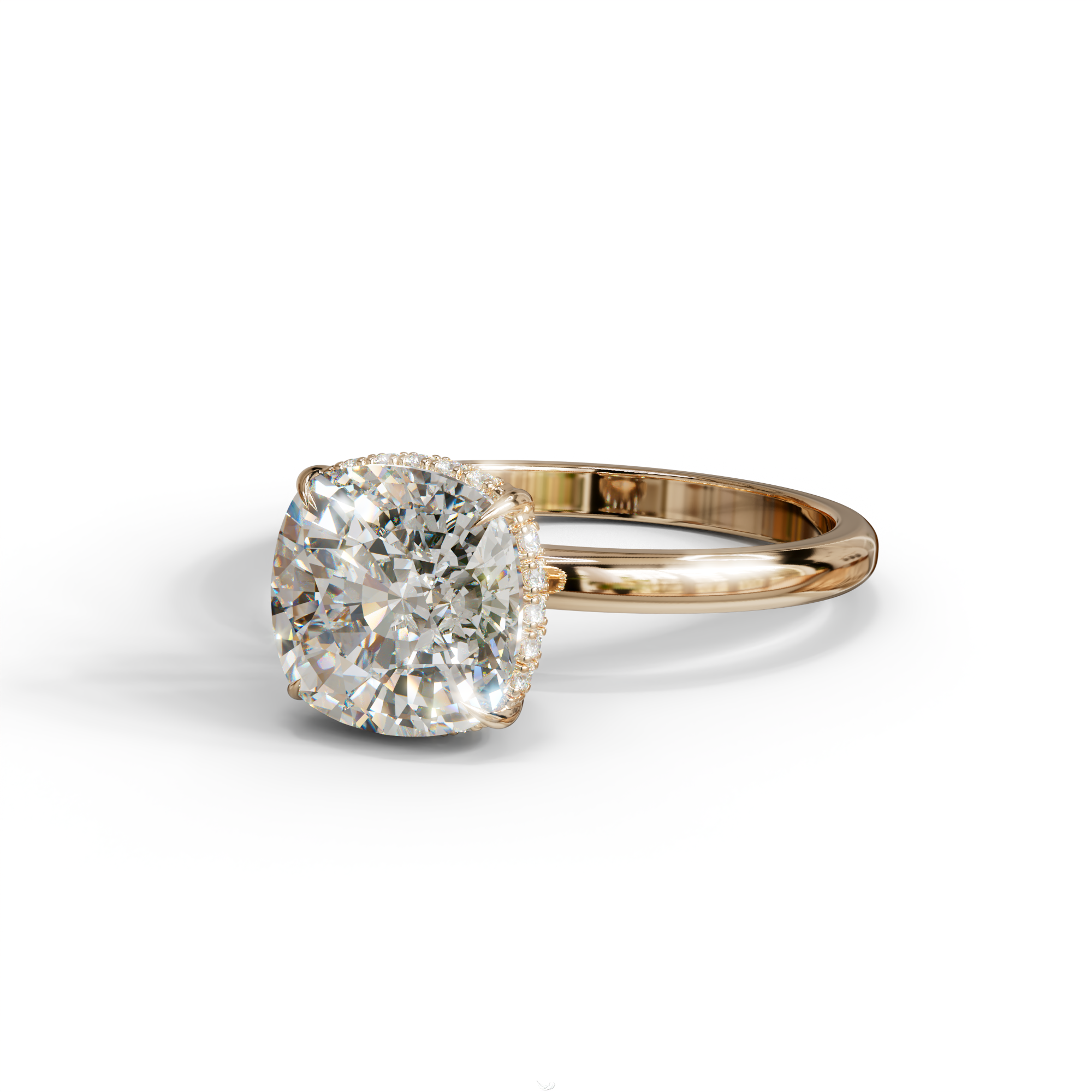 3 Carat E VVS Cushion Lab Diamond Hidden Halo Ring