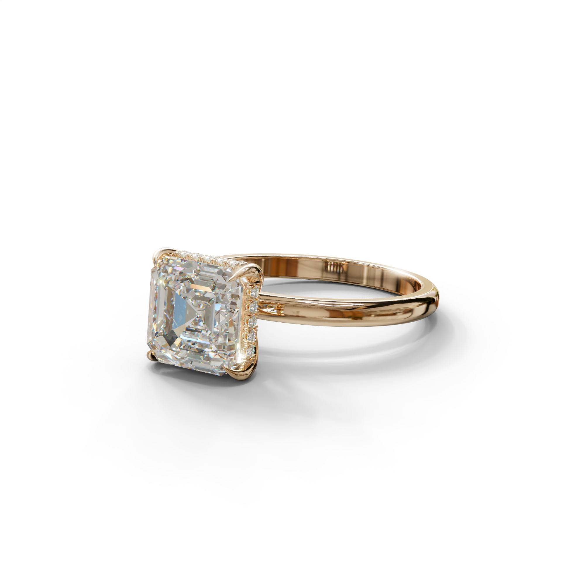 2.5 Carat E-VVS Asscher Cut Hidden Halo Setting Lab Grown Diamond Ring