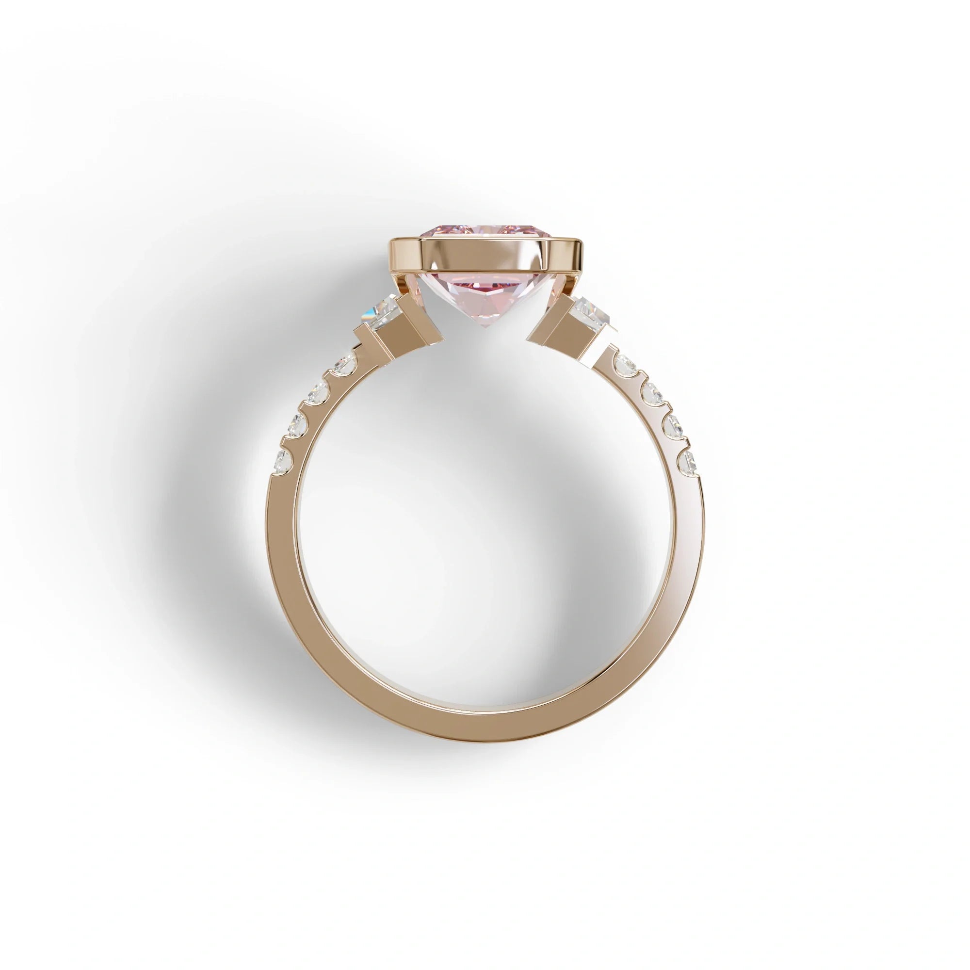 3 Carat Radiant Cut Lab Diamond Engagement Ring | Half Bezel Set Ring - Adiamor