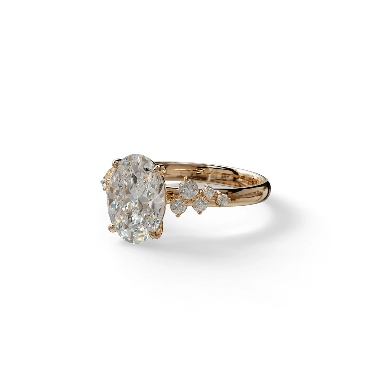 E-VVS Oval Cut Cluster-Vintage Setting Lab Grown Diamond Ring - Celeste Arc