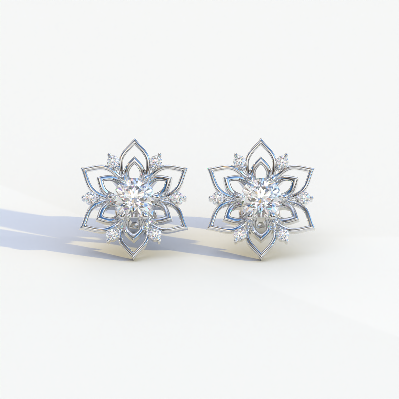 Daffodil - Colorless Round Cut Diamond Earrings| Beautiful Claw Prong Setting | Certified - 1 Carat Tw. Lab Diamond