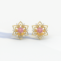 Daffodil - Pink Color Round Cut Diamond Earrings| Beautiful Claw Prong Setting | Certified - 1 Carat Tw. Lab Diamond