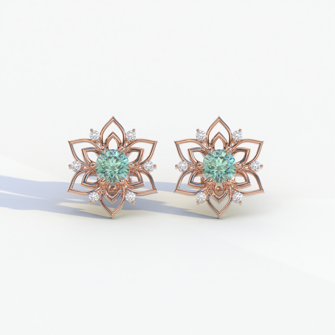 Daffodil - Green Color Round Cut Diamond Earrings| Beautiful Claw Prong Setting | Certified - 1 Carat Tw. Lab Diamond