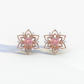 Daffodil - Pink Color Round Cut Diamond Earrings| Beautiful Claw Prong Setting | Certified - 1 Carat Tw. Lab Diamond