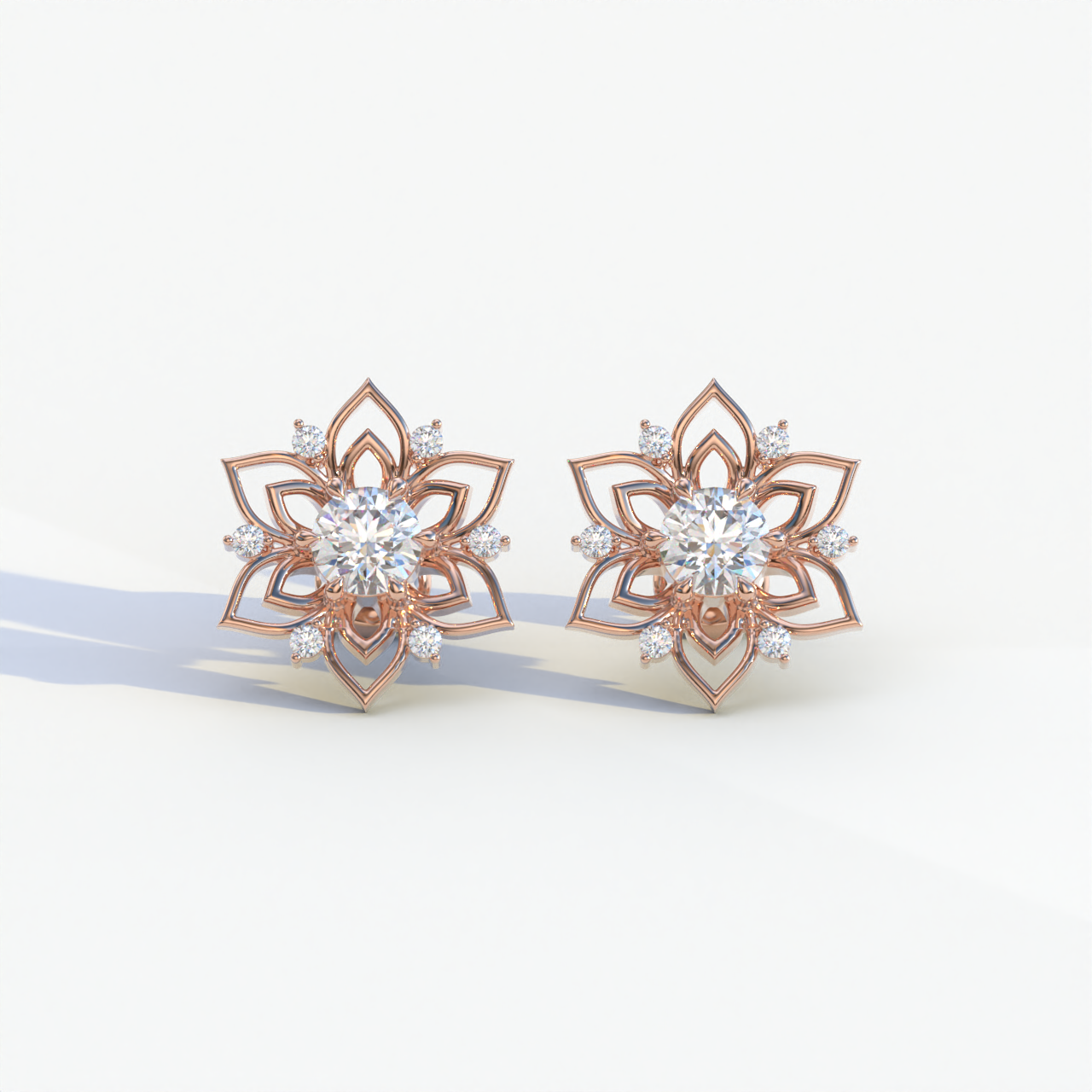 Daffodil - Colorless Round Cut Diamond Earrings| Beautiful Claw Prong Setting | Certified - 1 Carat Tw. Lab Diamond