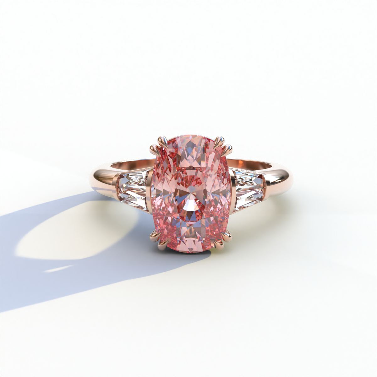 4 Carat Pink Elongated Cushion Cut Lab Diamond Engagement Ring - Sagittarius - 10K Solid Gold / Rose Gold