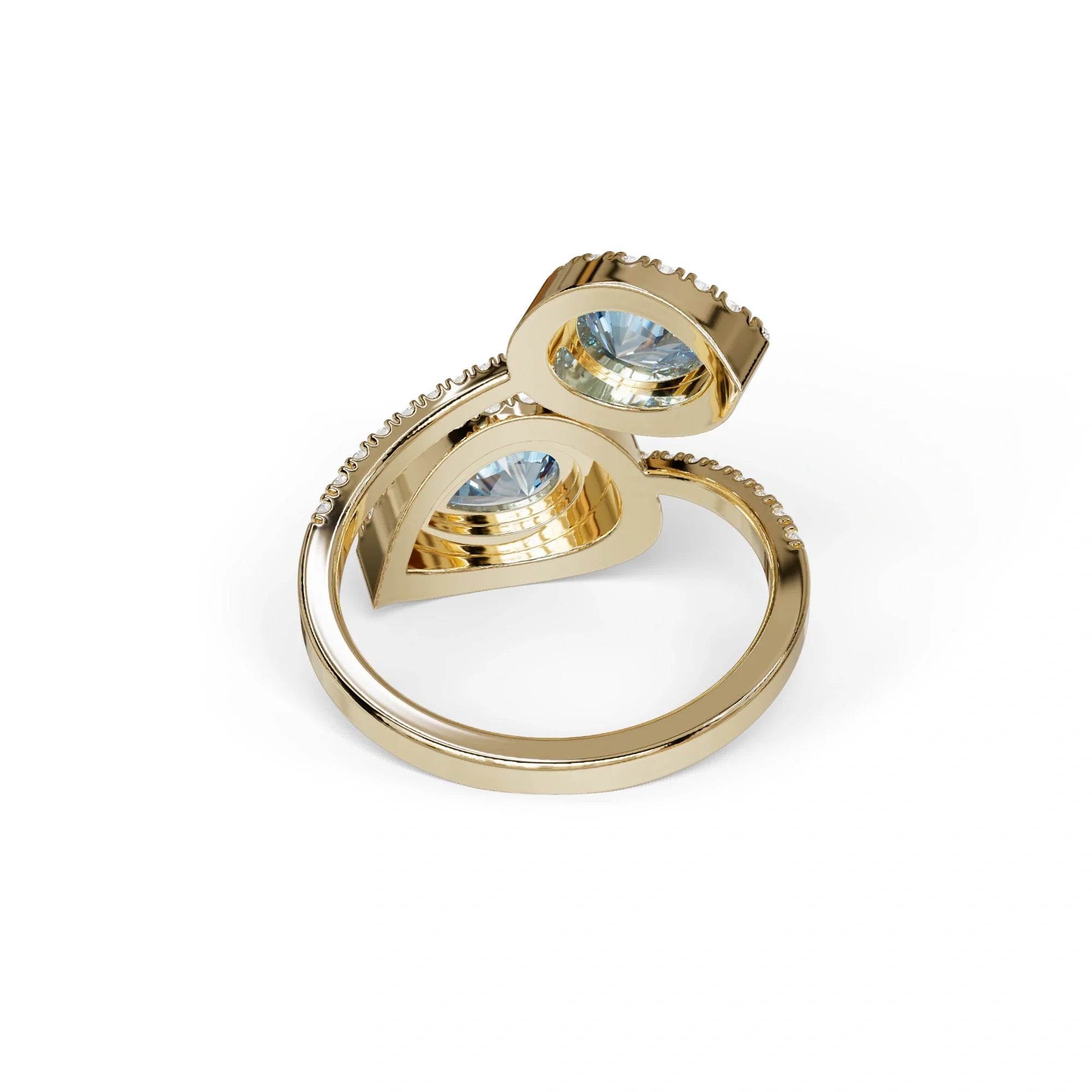2 Carat Blue Pear Cut Halo & Pave Lab Grown Diamond Ring - Ahurissant