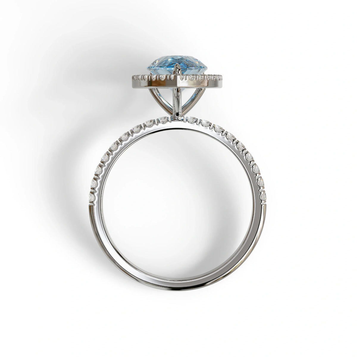 2 Carat Blue Pear Cut Halo & Pave Lab Diamond Ring - Glam Deck