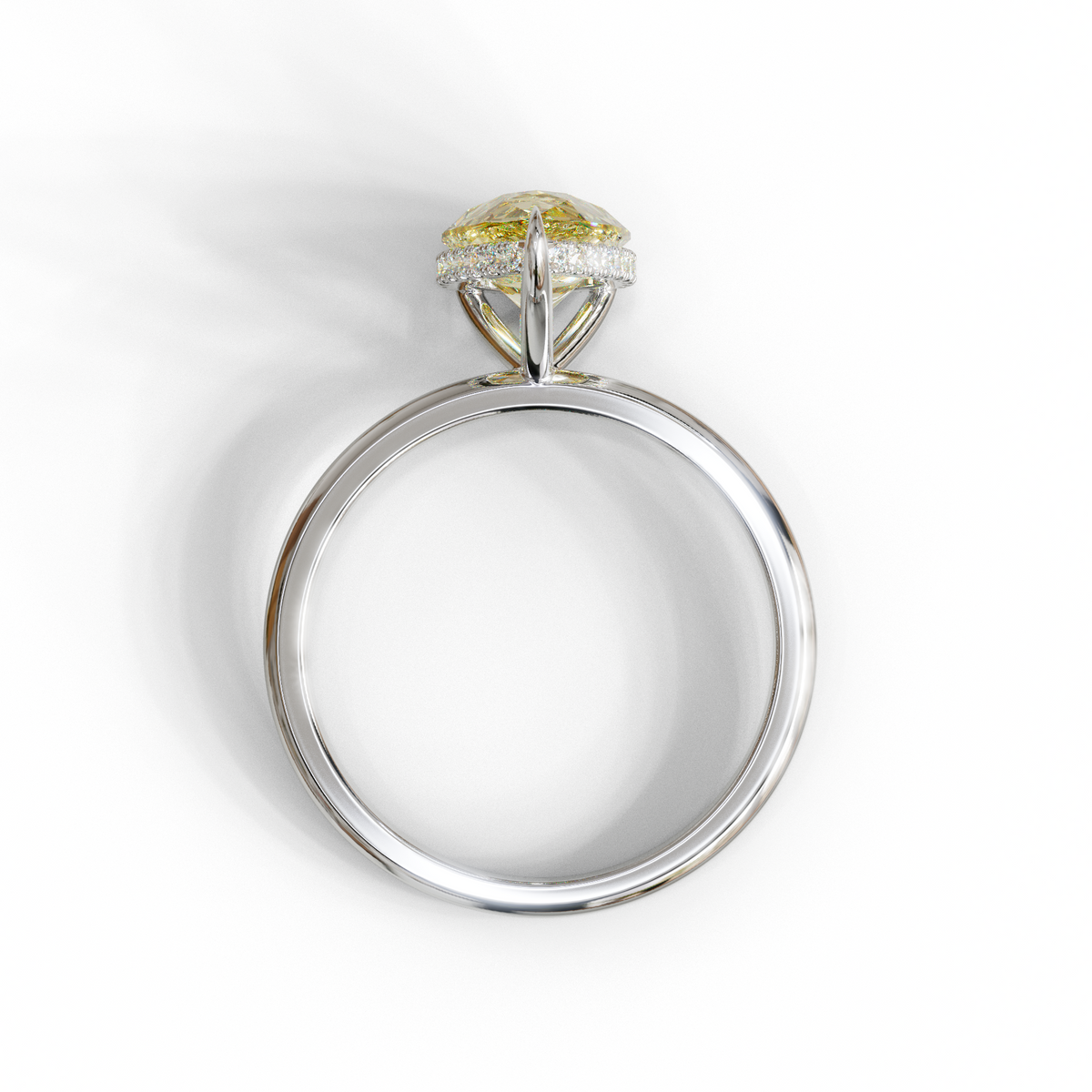 3.5 Carat Yellow Pear Cut Hidden Halo Lab Diamond Ring