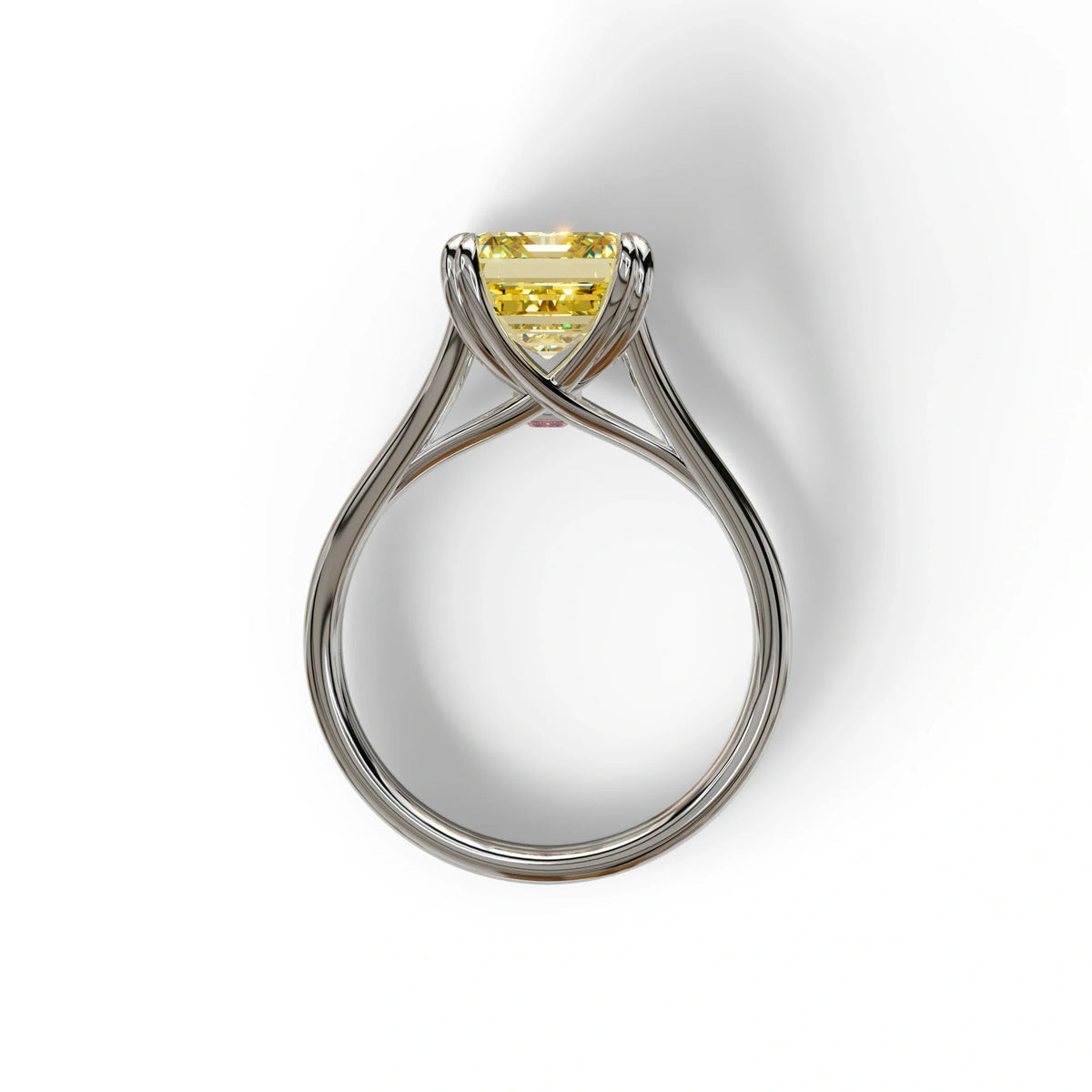 4 Carat Fancy Yellow Emerald Cut Lab Grown Diamond Engagement Ring - Tesira