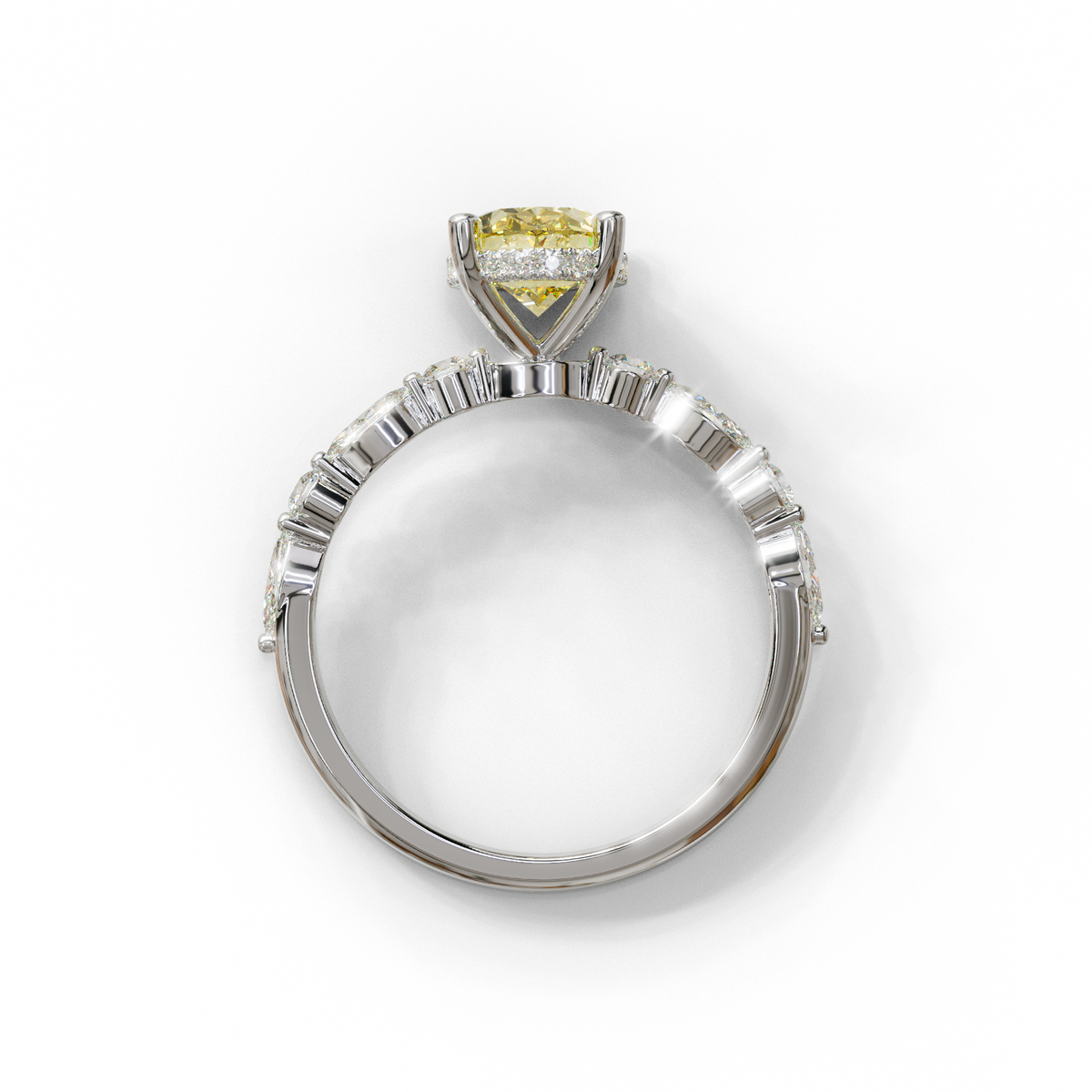 2 Carat Yellow Oval Cut Hidden Halo & Pave Lab Diamond Ring - Laina