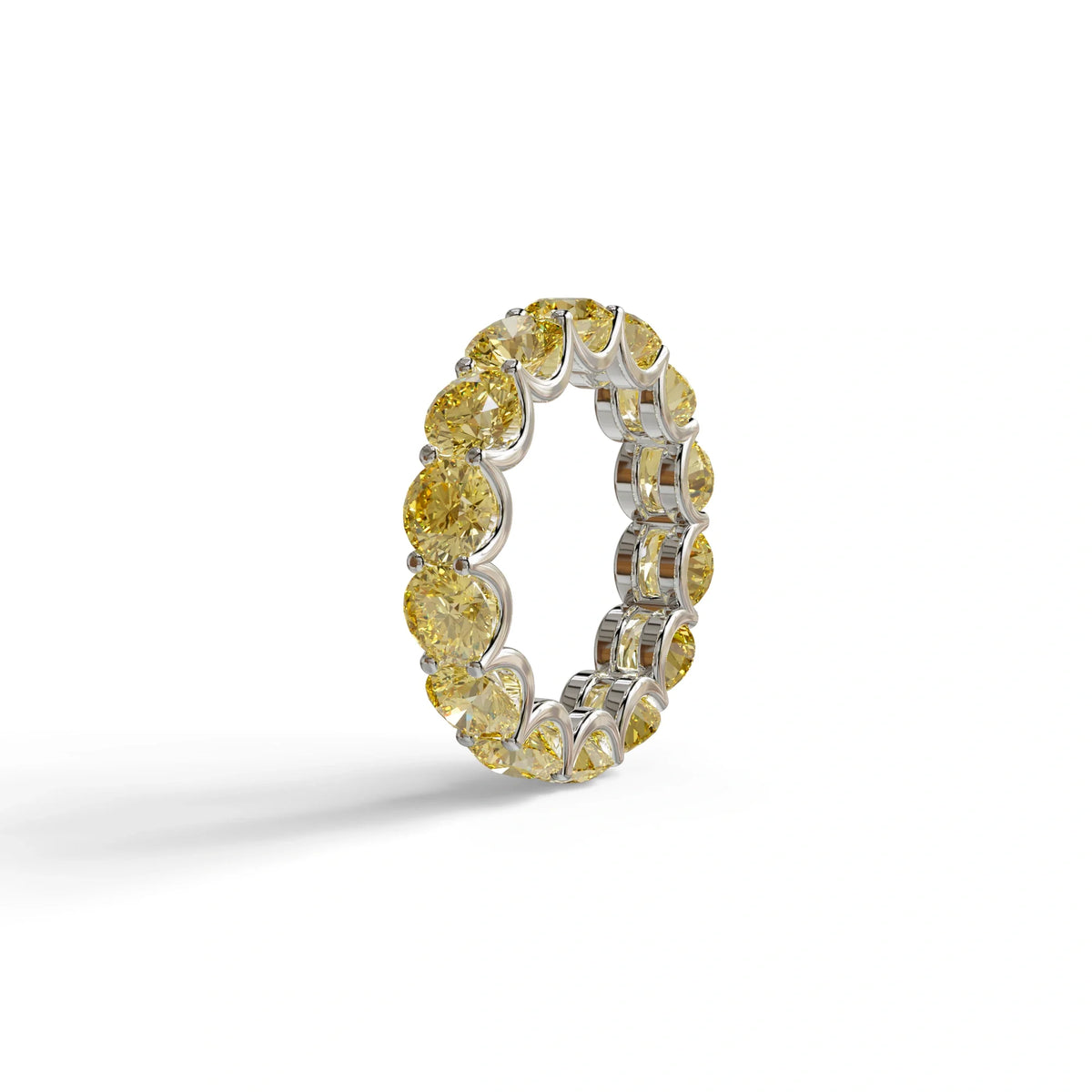 Yellow Round Brilliant Diamond Full Eternity Band in 18k Yellow Gold – Scalloped U-Prong Setting