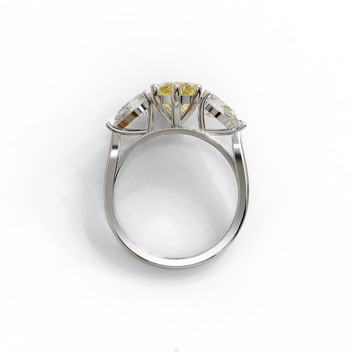 3 Carat Canary Yellow Marquise & Pear Cut Three Stone Lab Grown Diamond Engagement Ring