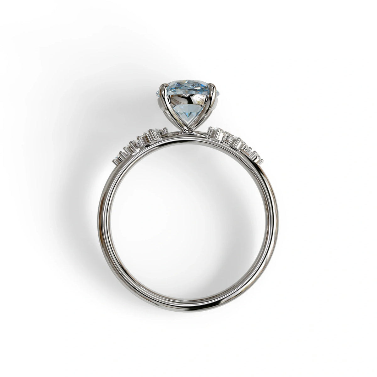 Blue Oval Cut Cluster-Vintage Setting Lab Grown Diamond Ring - Celeste Arc
