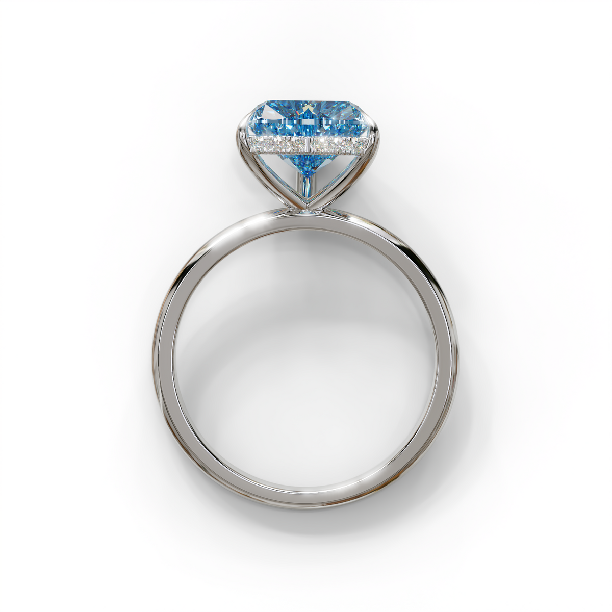 3 Carat Blue Heart Cut Hidden Halo Set Lab Grown Diamond Engagement Ring