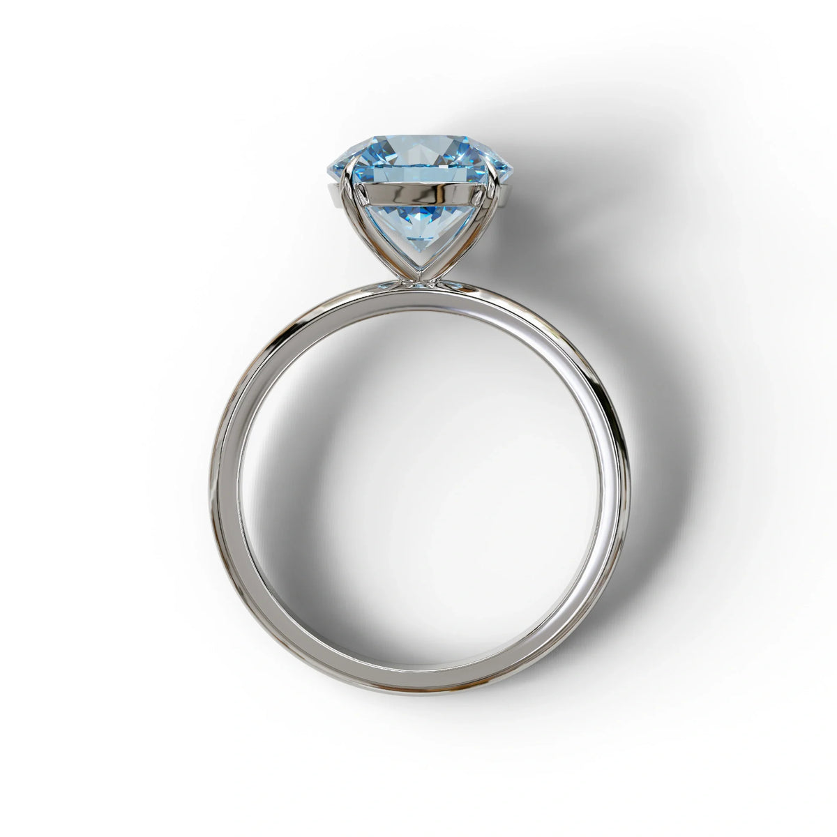 Blue Round Cut Solitaire Lab Diamond Engagement Ring - Italia