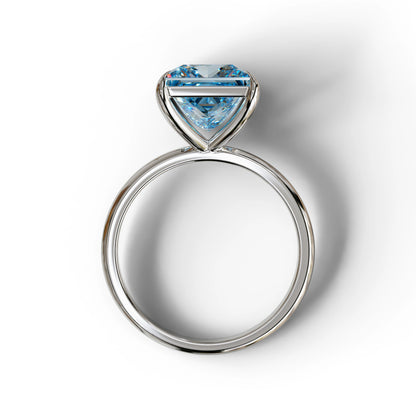Fancy Blue Princess Cut Solitaire Lab Grown Diamond Engagement Ring - Speyeria