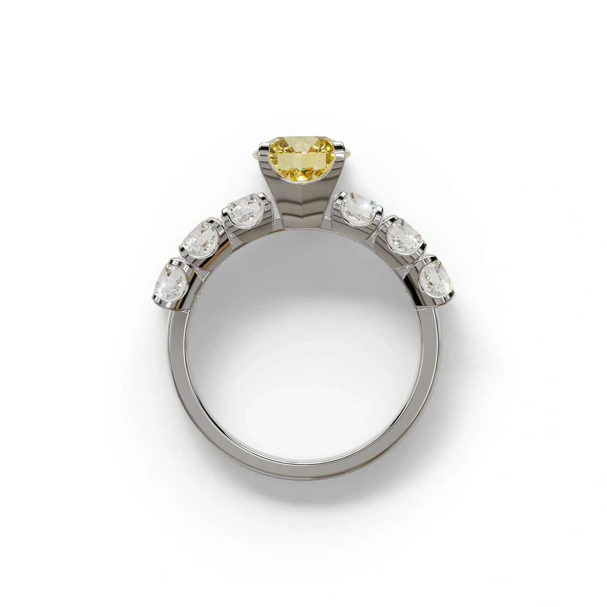 3 Carat Yellow Round Cut Half Eternity Lab Diamond Engagement Ring - Angeleno