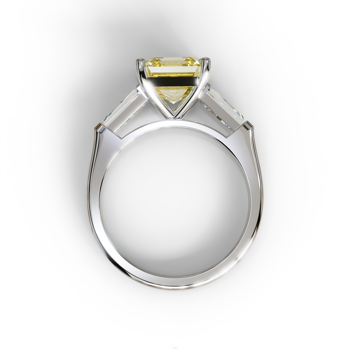 3 Carat Yellow Asscher & Baguette Cut Multi Stone Lab Diamond Ring - Brillante