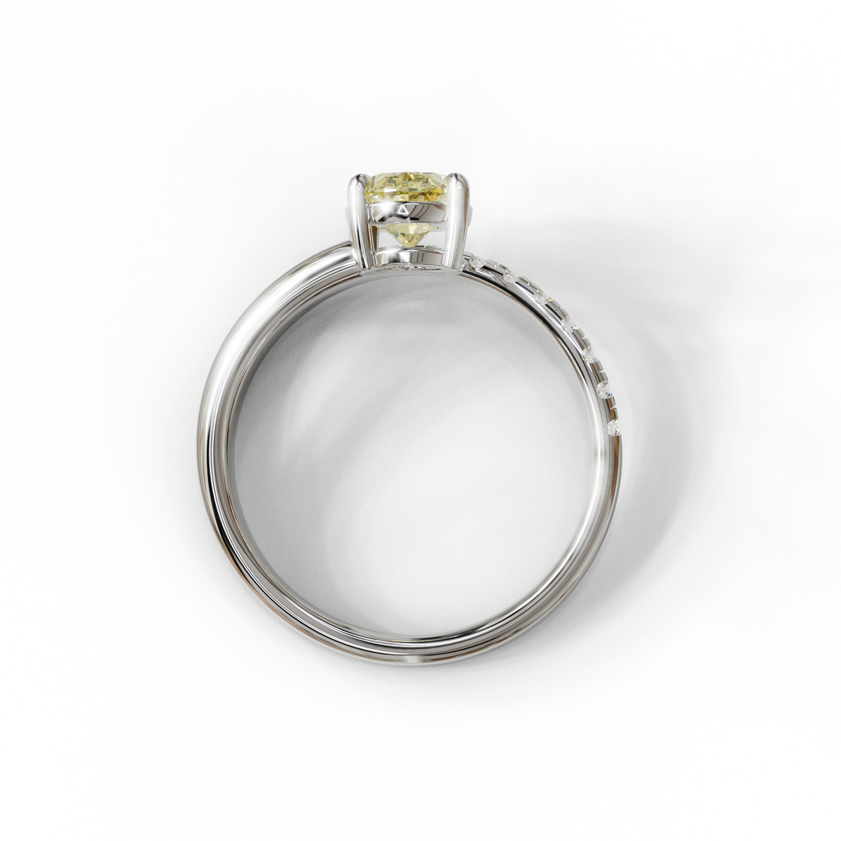 1.5 Carat S-Curve Yellow Oval Diamond Pave-set Diamond Ring - Bypass