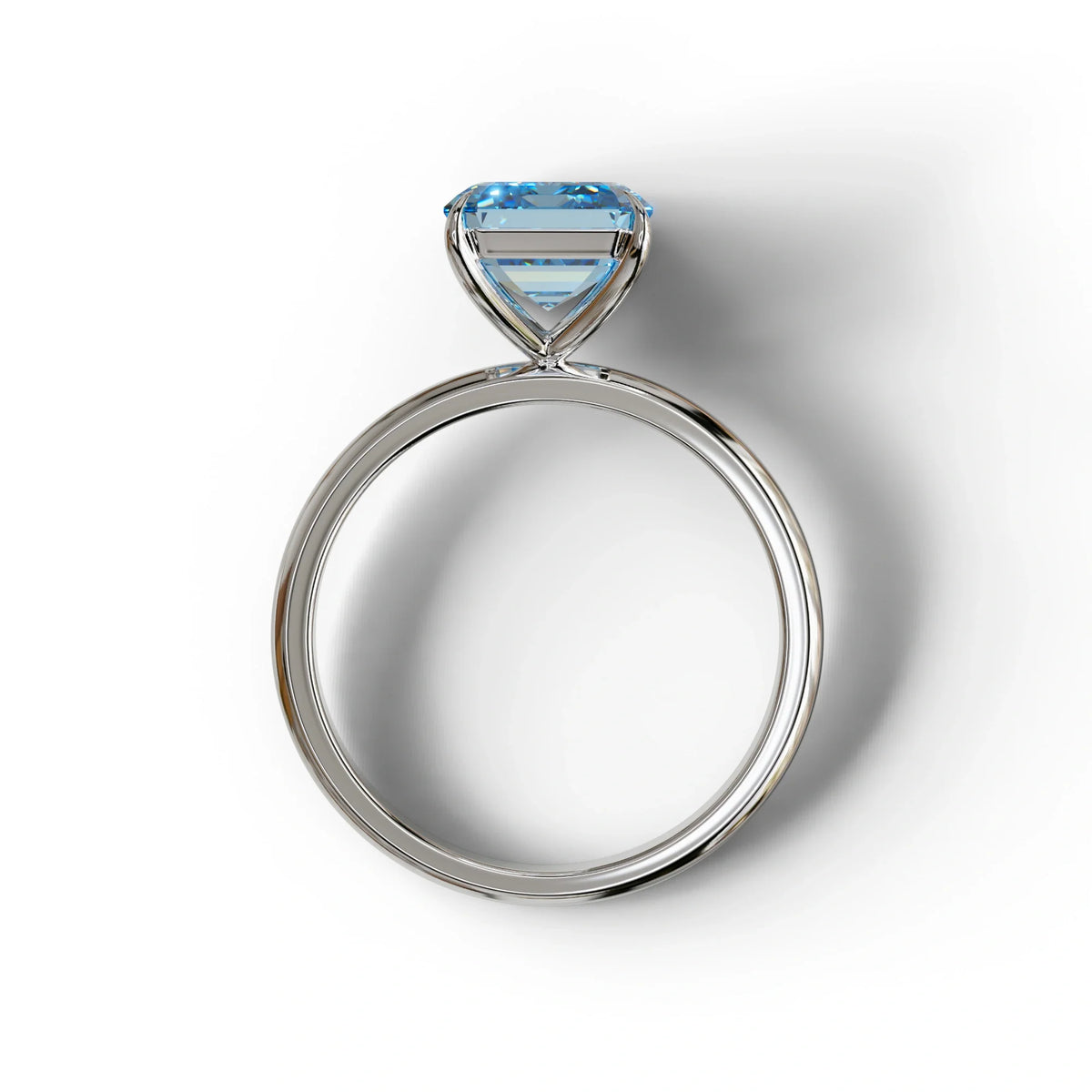 Fancy Blue Emerald Cut Solitaire Lab Grown Diamond Engagement Ring - Vanessa