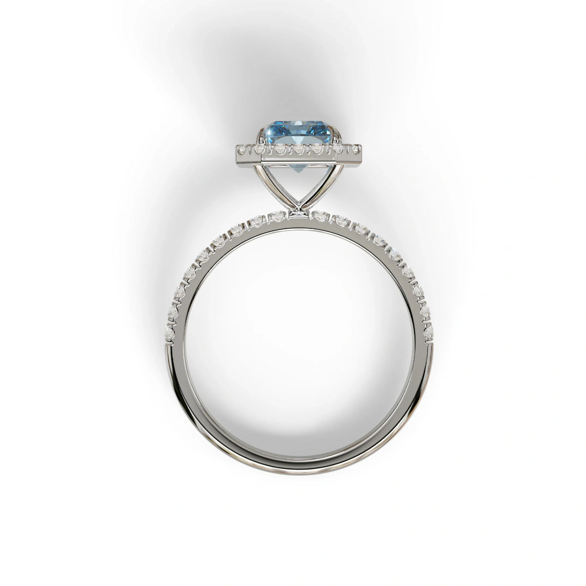Blue Radiant Cut Halo & Pave Lab Grown Diamond Engagement Ring - Madison