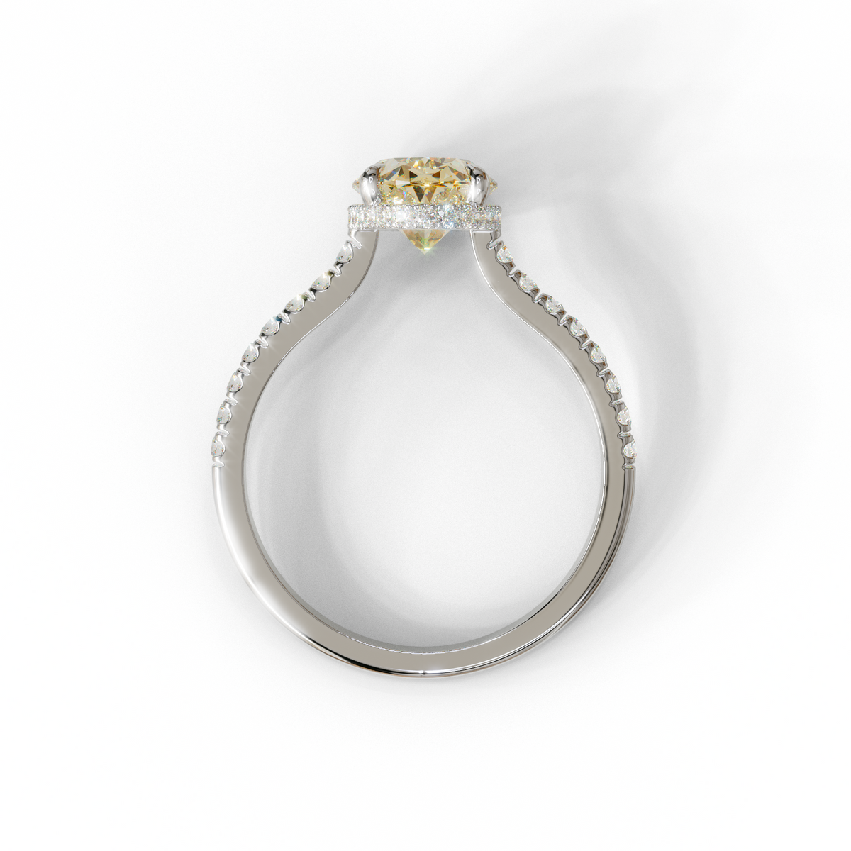 2.5 Carat Yellow Oval Hidden Halo & Pave Setting Lab Diamond Ring - Eblouissant